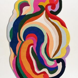 Hand-Tufted Colorful Abstract Area Rug – Vibrant Multicolor Modern Wool Carpet, Unique Organic Shape & Non-Slip Backing, Perfect for Living Room, Bedroom, or Kids’ Playroom